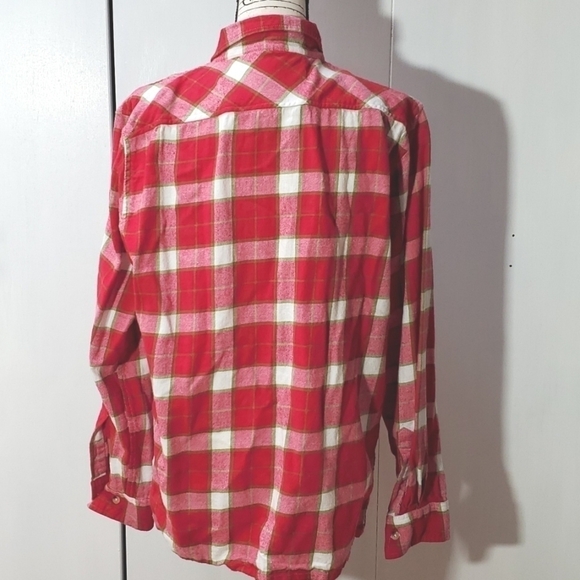 Atmosphere- Mens Red & White Flannel Shirt Button down Chest pockets Sz.Large - Picture 3 of 6